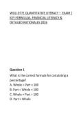 WGU D771 QUANTITATIVE LITERACY &ndash;  EXAM &vert; KEY FORMULAS&comma; FINANCIAL LITERACY & DETAILED RATIONALES 2026