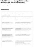 WGU D101 Cost And Managerial Accounting &ndash; Questions With Step By Step Solutions