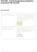 WGU D101 - Cost & Managerial Accounting Pre- Assessment With Formuals