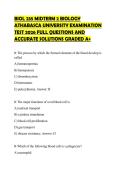 BIOL 235 MIDTERM 2 BIOLOGY ATHABASCA UNIVERSITY EXAMINATION TEST 2026 FULL QUESTIONS AND ACCURATE SOLUTIONS GRADED A&plus;