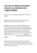 WGU C214 OA FINANCIAL MANAGEMENT EXAM 2026 FULL PREPARATION WITH CORRECT ANSWERS