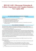 BIO 101 LAB 3&colon; Microscope Orientation & Cellular Organization with Complete Solutions &vert; New Update 2026