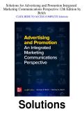TESTBANK FOR ADVERTISING AND PROMOTION INTEGRATED MARKETING COMMUNICATION PERSPECTIVE 12Th EDITION BY BELCH CH 01 LATEST UPDATED EDITION