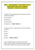 ARRT Radiography Positions Exam Questions&colon; Verified Answers for Positioning Mastery