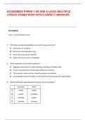 ECONOMICS PAPER 1 AS AND A LEVEL MULTIPLE CHOICE PAST PAPER WITH CORRECT ANSWERS