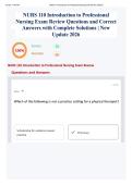 NURS 110 Introduction to Professional Nursing Exam Review Questions and Correct Answers with Complete Solutions &vert; New Update 2026