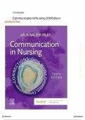 Test bank with complete answer guide &ndash; Communication in nursing &lpar;10th edition&rpar; By Julia Balzer Riley &vert; All chapters covered &vert; Rated A&plus; &vert; Latest edition