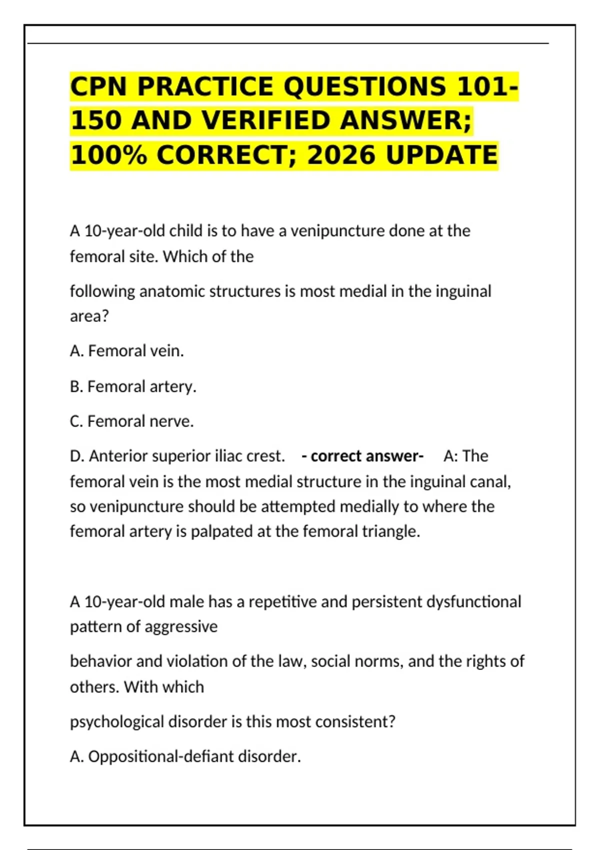 CPN Practice Questions 101-150 – Pediatric Nursing Exam Prep with ...