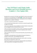 Nurs 110 Week 1 and 2 Study Guide Questions and Correct Detailed Answers &vert; Graded A&plus; &vert; New Update 2026