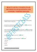 BEAUTY LEVEL 2 WAXING EXAM REVISION EXAM QUESTIONS AND ANSWERS&period; VERIFIED 2025&sol;2026&period;