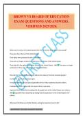 BROWN VS BOARD OF EDUCATION EXAM QUESTIONS AND ANSWERS&period; VERIFIED 2025&sol;2026&period;