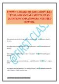 BROWN V&period; BOARD OF EDUCATION&colon; KEY LEGAL AND SOCIAL ASPECTS&period; EXAM QUESTIONS AND ANSWERS&period; VERIFIED 2025&sol;2026&period;