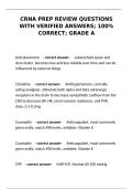 CRNA Prep Review Questions & Answers &vert; 100&percnt; Correct &vert; Anesthesia Study Guide