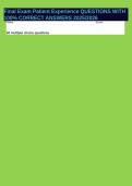 Final Exam Patient Experience QUESTIONS WITH 100&percnt; CORRECT ANSWERS 2025&sol;2026