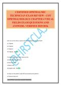 CERTIFIED OPHTHALMIC TECHNICIAN EXAM REVIEW - COT OPHTHALMOLOGY CHAPTER 4 VISUAL FIELDS EXAM QUESTIONS AND ANSWERS&period; VERIFIED 2025&sol;2026&period;