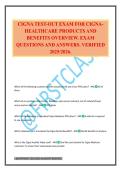 CIGNA TEST-OUT EXAM FOR CIGNA- HEALTHCARE PRODUCTS AND BENEFITS OVERVIEW&period; EXAM QUESTIONS AND ANSWERS&period; VERIFIED 2025&sol;2026&period;