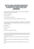 Psychology Final Review Exam &ndash; Elaborated Questions and Answers Study Guide