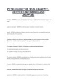 Psychology 101&comma; PSYC 101 &ndash; Final Exam&comma; Undergraduate Psychology &ndash; Certified Exam Questions and Answers