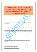 DDS GEORGIA DEPARTMENT OF DRIVER SERVICES - PRACTICE TEST EXAM QUESTIONS AND ANSWERS&period; VERIFIED 2025&sol;2026
