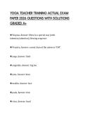 YOGA TEACHER TRAINING ACTUAL EXAM PAPER 2026 QUESTIONS WITH SOLUTIONS GRADED A&plus;