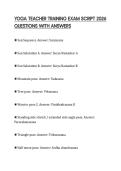 YOGA TEACHER TRAINING EXAM SCRIPT 2026 QUESTIONS WITH ANSWERS