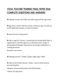 YOGA TEACHER TRAINING FINAL PAPER 2026 COMPLETE QUESTIONS AND ANSWERS