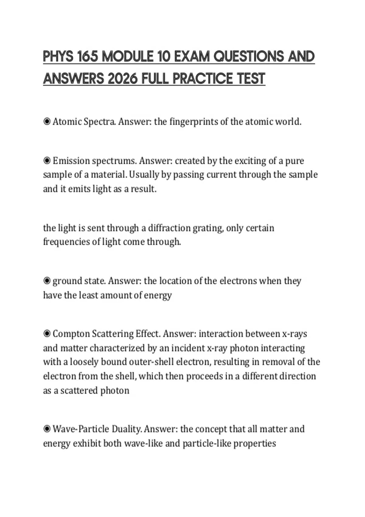 PHYS 165 MODULE 10 EXAM QUESTIONS AND ANSWERS 2026 FULL PRACTICE TEST ...