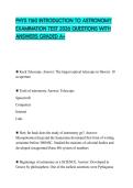 PHYS 1160 INTRODUCTION TO ASTRONOMY EXAMINATION TEST 2026 QUESTIONS WITH ANSWERS GRADED A&plus;
