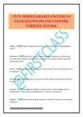 FTCE MIDDLE GRADES ENGLISH 5-9 EXAM QUESTIONS AND ANSWERS&period; VERIFIED 2025&sol;2026&period;