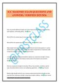 ICC MASONRY EXAM QUESTIONS AND ANSWERS&period; VERIFIED 2025&sol;2026&period;
