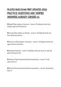 PILATES BASI EXAM PREP UPDATED 2026 PRACTICE QUESTIONS AND VERIFIED ANSWERS ALREADY GRADED A&plus;
