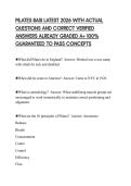 PILATES BASI LATEST 2026 WITH ACTUAL QUESTIONS AND CORRECT VERIFIED ANSWERS ALREADY GRADED A&plus; 100&percnt; GUARANTEED TO PASS CONCEPTS