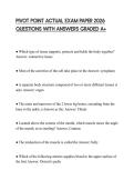 PIVOT POINT ACTUAL EXAM PAPER 2026 QUESTIONS WITH ANSWERS GRADED A&plus;
