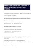 REPRODUCTION NURS 175-EXAM 3 QUESTIONS WELL ANSWERED PASSED