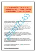 COLORADO MENTAL HEALTH JURISPRUDENCE EXAM QUESTIONS AND ANSWERS&period; VERIFIED 2025&sol;2026&period;