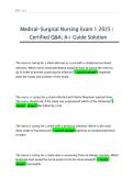 Medical-Surgical Nursing Exam 1 2025 &vert; Certified Q&A A&plus; Guide