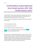 Certified Medical-Surgical Registered Nurse Sample Questions 2025 &vert; Verified Solutions