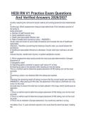 HESI RN V1 Practice Exam Questions  And Verified Answers 2026&sol;2027 