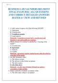 BUSINESS LAW SAUNDERS BELMONT FINAL EXAM 2026 &vert; ALL QUESTIONS AND CORRECT DETAILED ANSWERS &vert;RATED A&plus; &vert;NEW AND REVISED
