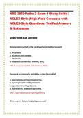 NSG 3850 Patho 2 Exam 1 Study Guide &vert;  NCLEX-Style &vert;High-Yield Concepts with  NCLEX-Style Questions&comma; Verified Answers  & Rationales