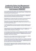 Leadership Roles And Management  Functions In Nursing Test Questions  And Answers 2026&sol;2027