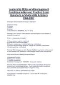 Leadership Roles And Management  Functions In Nursing Practice Exam  Questions And Accurate Answers  2026&sol;2027 