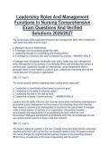 Leadership Roles And Management  Functions In Nursing Comprehensive  Exam Questions And Verified  Solutions 2026&sol;2027 