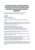 Leadership Roles And Management  Functions In Nursing Complete Exam  Questions And Accurate Answers  2026&sol;2027 