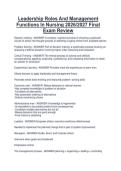 Leadership Roles And Management  Functions In Nursing 2026&sol;2027 Final  Exam Review