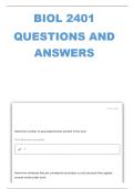BIOL 2401 Lecture Exam -2  Having 166 complete questions and answers correctly answered