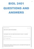 BIOL 2401&lowbar; Lecture Exam 1 Review Having 140 complete questions and answers correctly answered