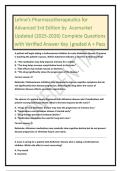 Lehne&rsquo;s Pharmacotherapeutics for Advanced 3rd Edition by  Acemarket Updated &lpar;2025-2026&rpar; Complete Questions with Verified Answer Key &vert;graded A &plus; Pass
