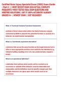 Certified Brain Injury Specialist Exam &lpar;CBIS&rpar; Exam Guide - Part I &vert;&vert; MOST RECENT EXAM 2026 ACTUAL COMPLETE  FREQUENTLY MOST TESTED REAL EXAM QUESTIONS AND  VERIFIED SOLUTIONS &vert; GET IT 100&percnt; ACCURATE&excl;&excl; AL