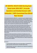 ATI Mental Health 2026 - NURSING EXAM STUDY GUIDE 2026-2027 ACCURATE QUESTIONS AND CORRECT DETAILED ANSWERS WITH RATIONALES &vert;&vert; 100&percnt; GUARANTEED PASS <BRAND NEW VERSION>